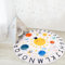 AKUNRUG Kinderteppich Rund,160CM ABC Alphabet Spielteppich Kinder,Antirutsch Waschbar Niedlich Planeten des Sonnensystems Teppich Kinderzimmer,Pädagogischer Kinderzimmer Teppiche für Junge Mädchen