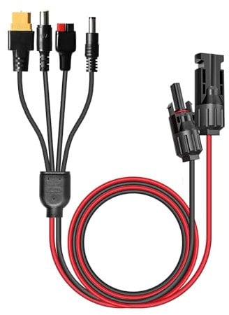 Ailao Solarpanel-Kabel, 4-in-1-Solarpanel-Verlängerungskabel auf DC5521 7909 XT60-Buchse, kompatibel mit Anderson-Verlängerungskabel for Solarkraftwerk, 30 A, 1 m