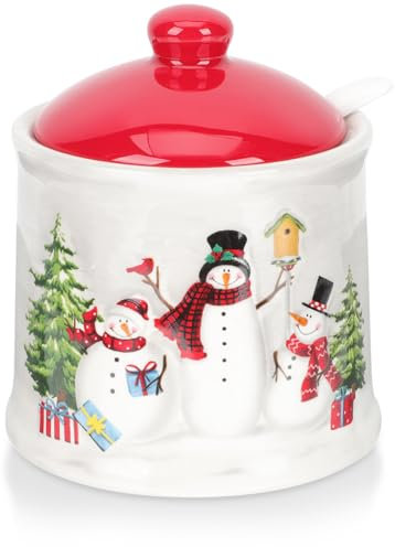 IMIKEYA Tarro De Especias De Navidad Azucarero De Cerámica Con Tapa Tarros De Almacenamiento De Condimentos Tarro De Dulces De Papá Noel Tarros De Almacenamiento De Dulces De Navidad
