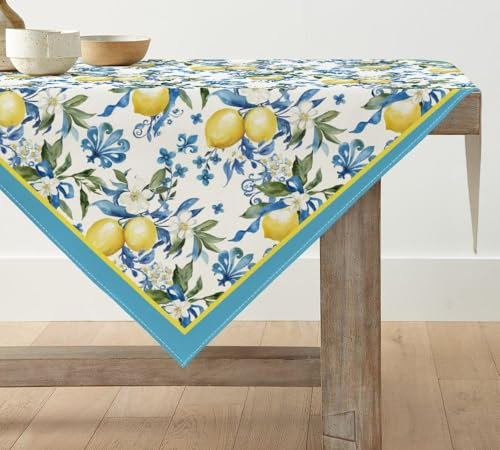 Artoid Mode Nappe d'été bleu citron - Décoration saisonnière pour cuisine, table à manger, décoration intérieure, vacances, décoration de fête, 85 x 85 cm