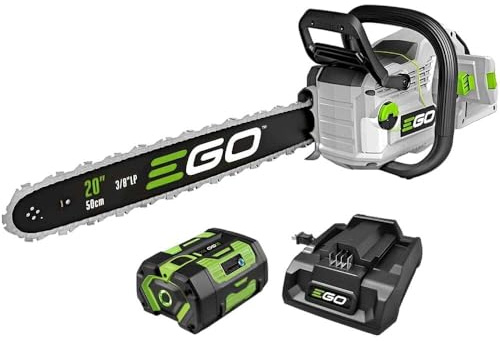 EGO Power+ CS2005 20-Inch 56-Volt Lithium-ion Farm & Ranch Cordless Chain Saw with Digital Display, LED Work Light, 6Ah Battery and 320W Charger