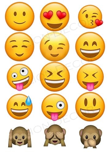 Tortenaufleger Happy Face Mix / 15 Stück 5cm Ø