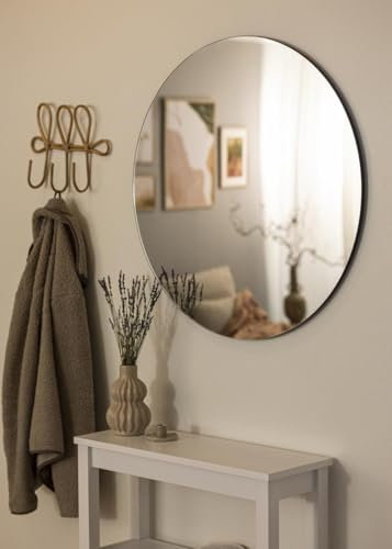 NMK HOME Runder Spiegel 80 cm - Dekorative Wandspiegel für Badezimmer, Waschtisch, Wohnzimmer und Schlafzimmer