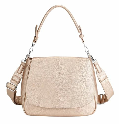 OBC Damen Tasche Shopper Hobo Bag Schultertasche Cross Over Body Bag Umhängetasche Beuteltasche Handtasche Henkeltasche Leder Optik Rosegold