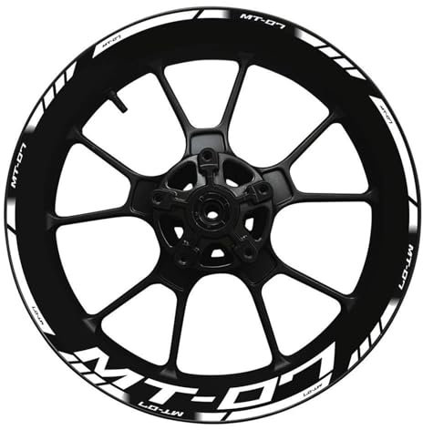 Calcomanías para llantas Calcomanía Para Cubo De Rueda De Motocicleta De 17 Pulgadas, Pegatina Reflectante Impermeable, Rayas De Llanta, Decoración De Modificación Para Yamaha Mt-07 Pegatinas de rueda