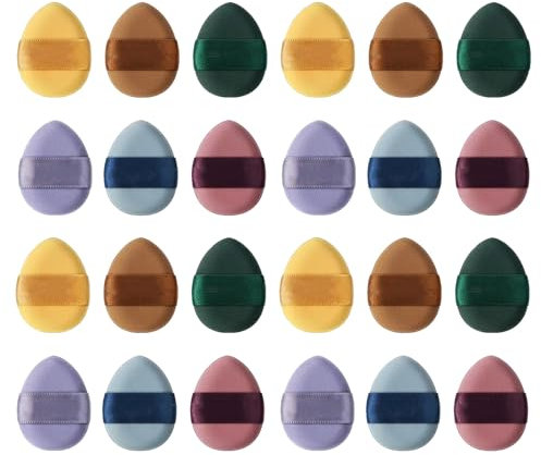 Mini Make up 24PCS Spugnetta Cipria Puff Cipria Polvere per Dita Burro a Sfoglia Umido e Secco Mini Soffio di Polvere Simpatico Fissaggio Portatile per le Dita con Spugna Adatto