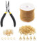 Keadic 102Pcs 30 Feet Jewelry Making Chains Kit W 3mm Metal Necklace Twisted Links Chain, Lobster Clasps, Open Jump Rings and Jewelry Pliers for Bracelet Earring Anklet DIY (Gold)