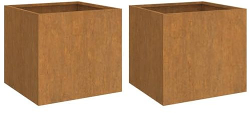 Homgoday Lot de 2 pots de fleurs en acier Corten 32 x 30 x 29 cm
