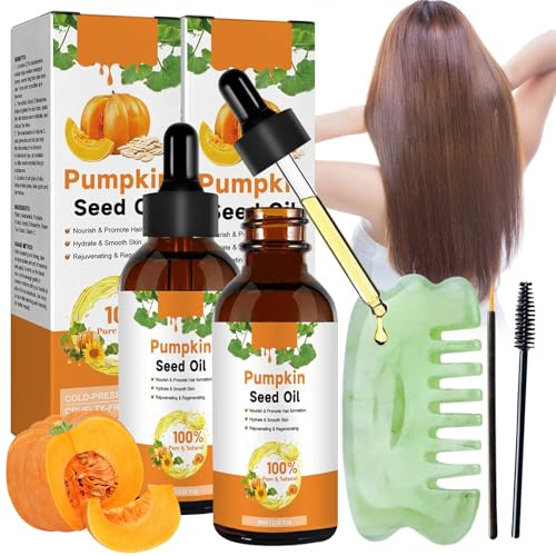 Olio di semi di zucca per capelli, 2 pezzi Pumpkin Seed Oil, olio per capelli di semi di zucca, olio per semi di zucca, olio per semi di zucca per capelli e donne