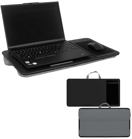 HYFIVE Laptop-Tablett mit Kissen, Schoß-Schreibtischkissen, tragbarer Laptop-Tisch, Tablet, Schoßtisch, integriertes Mauspad und Handy-Halterung für Betttisch, Sofa, Laptop-Schreibtisch, Schwarz