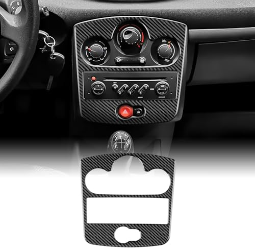 KUNGKIC Per Renault Clio 3 2006-2012 Fibra di carbonio Auto CD AC Centrale Climatizzatore Pannello di controllo Uscita aria Telaio Decorativo Interno Adesivo Accessori, Regalo (Nero)