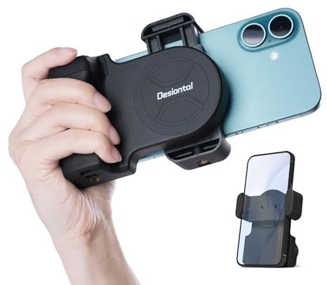 Phone Camera Grip Snap Grip for iPhone 16/15/14/13/12/11 Plus Pro Max with Tripod & Detachable Shutter Remote,Smartphone Selfie Handle for Android Phone Vlog Video Shoot