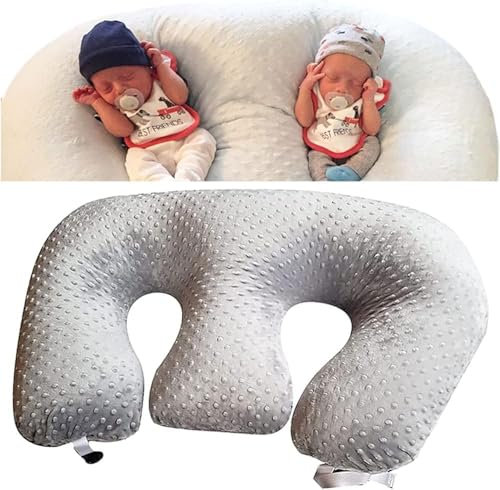 Twins Stillkissen – Große, pralle Babystütze, graue Baumwolle, maschinenwaschbar, bestes Zwillings-Schwangerschaftskissen – abnehmbarer, waschbarer Kissenbezug, C