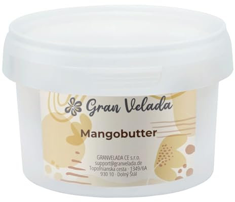 Raffined Mangobutter, 250 ml, ideal für Gesichtscremes und Körperpflege, feuchtigkeitsspendend und Anti-Aging, kosmetische Inhaltsstoffe. 250 ml