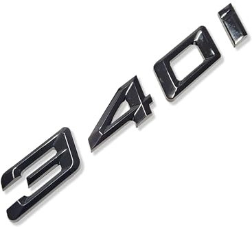 MCK Auto - 340i - Emblema adhesivo para guardabarros delantero y trasero, color negro brillante