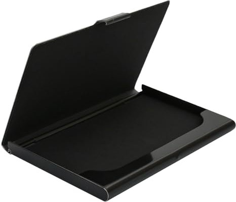 Porte Cartes de Visite en Aluminium Professionnelles pour Hommes et Femmes, Rangement Carte de Visite Compact et Facile à Transporter, Classeur Carte de Visite Professionnel Noir