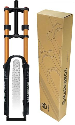 HZXQCVB 26/27.5/29'' Federweg 160mm Mountainbike-Federgabel Schnellspanner Scheibenbremse Luftgabel 1-1/8'' Gerades Rohr Doppelkrone Manuelle Verriegelung Fahrradgabel(Gold,29in)