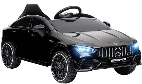 AIYAPLAY Mercedes Benz Licensed 12V Electric Car for Kids, Kids' Electric Ride on with Remote Control, Transport Wheels, Spring Suspension, LED Lights Music, for 3-6 Years - Black