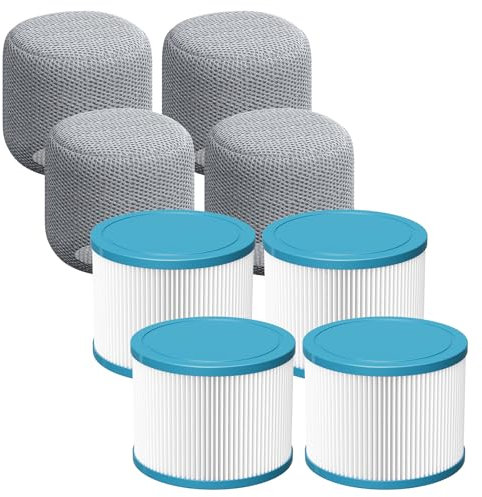 Filtre de rechange pour spa, filtre de jacuzzi compatible avec tous les filtres RELXTIME pour jacuzzi, filtres de piscine, cartouches filtrantes pour filtration de baignoires gonflables, 4 filtres + 4