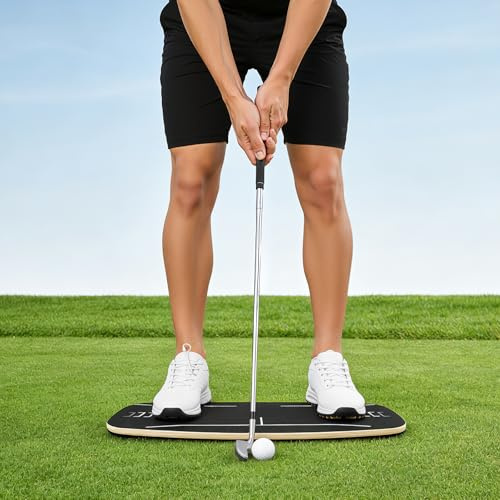 TkkMivcOC Golf Swing Pressure Board, Golf Swing Trainer, Golf Weight Shifter Pressure Plate, Golf Practice Training Aid, for Children, Adults, and Beginner Golfers, Black, Max. 330 lbs