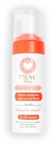 MUSC INTIME La Marque Officielle - Mousse Intime - Hot Peach - La Charmeuse - Nettoie En Douceur - Testé Sous Contrôle Gynécologique - 94% D'Ingrédients Naturels - 150ml