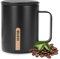 Yuragim Kaffeebecher 400 ml Doppelwandiger Vakuumisolierter Kaffeebecher To Go Thermo, Campingbecher Camp Mug Kaffeetasse 316 Edelstahl Teetasse Thermobecher mit Henkel und Schiebedeckel (Schwarz)