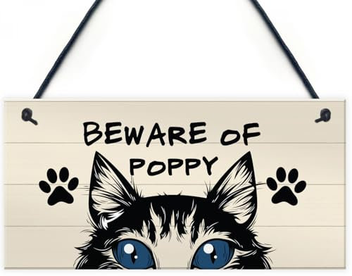 Cartel de madera CUIDADO CON EL GATO Decoración colgante para el hogar Gato Decoracion hogar