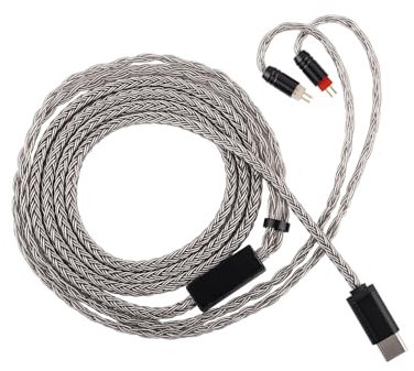 Linsoul Tripowin Zonie HiFi IEM Upgrade Kabel, mit Omni Mic, 16adriges Versilbertes SPC-Kopfhörerkabel, Typ-C/3,5-mm-Optionen, 1,25m Verwicklungsfreier Draht für Audiophile (Type-C, 2pin 0,78 mm)