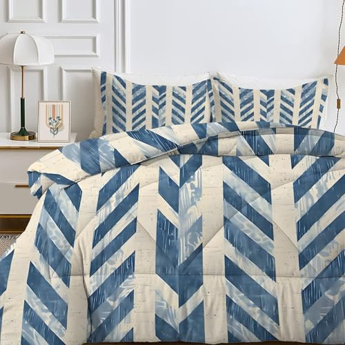Bettdecke 135x200 Zickzack Ganzjahresdecke - Abstrakt Bettdecke Ohne Bezug - 4 Jahreszeiten Bettdecken 135 x 200 Geometrie - Wende-Design Steppdecke Schlafdecke, AX-62