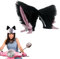 KEQAR 1 Paar Plüsch-Katzen-Ohrenschützer für Motorradhelm, Fahrradhelm, Skihelm, lustiges Tierdesign-Zubehör, Klettverschluss (schwarz)