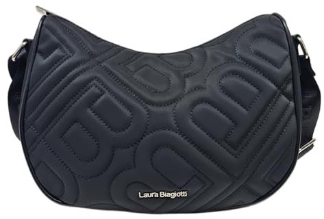 Laura Biagiotti Borsa a Mano Trapuntata, Nylon con Logo LB, Dimensioni 30x21x12 cm, Tracolla Regolabile Personalizzata Linea BOWLY Art. LB24W-103-1 (NERO)