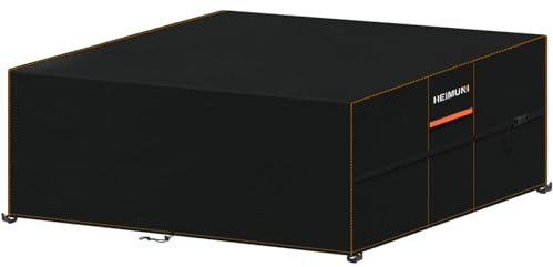 HEIMUNI Housse Salon de Jardin Exterieur Imperméable, Housse Table Jardin | 420D Oxford Bâche Table de Jardin Rectangular Bache Protection Salon de Jardin pour Table, Chaise et Canapé 280x205x106cm
