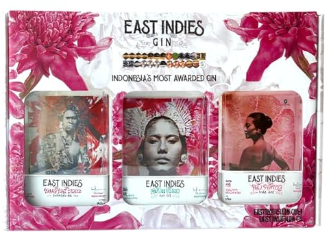 East Indies Gin Tasting Geschenkset - 3x 0,2 l Premium Gins aus Bali | Handcrafted Gin Probier-Set in Geschenkbox - Inklusive Pomelo, Archipelago & Spices Negroni - Exotisches Spirituosen Geschenk