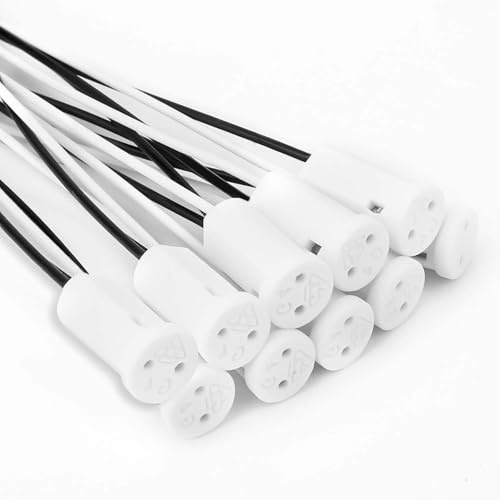 Icyowls 10 pièces Douille G4, douilles de lampe en céramique résistantes à haute température, douille à deux broches pour lampes LED et halogènes G4, pour maison et projets d’éclairage