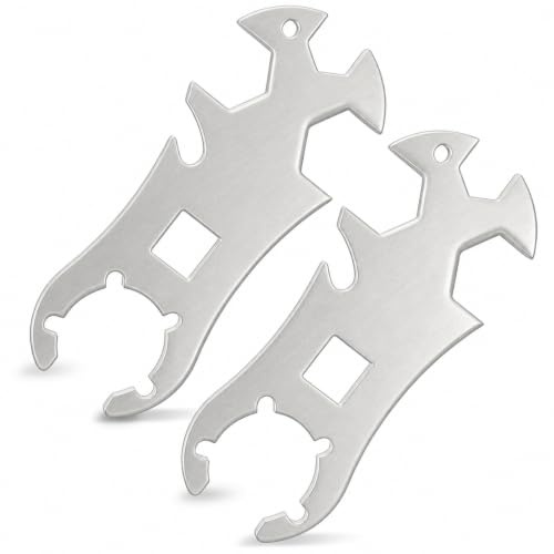 2PCS Gasflaschenschlüssel Edelstahl, Multi Funktion Gasflaschen Schlüssel mit 13, 17 und 19 mm Schlüsselweiten, Robustes Outdoor Werkzeug für Camping, Wohnmobil, Wohnwagen, Grill und Boot