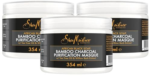 Shea Moisture African Black Soap Bamboo Charcoal Hair Masque, 3-Pack | 354ml, Purification