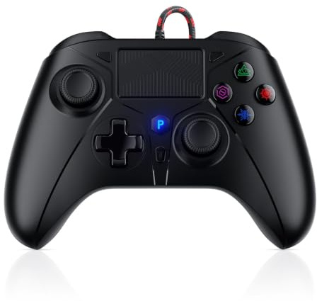 Gamrombo Controller cablato per controller PS5, controller di gioco per PlayStation 5/PS5, PS4, PC, supporto Turbo, Marco, jack audio da 3,5 mm, nero [PlayStation_5]