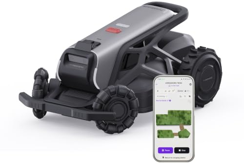 TRON SE Mähroboter ohne Begrenzungskabel Optimaler 1500㎡, NRTK+Vision-Navigation, Kein Signalabbruch, 140° KI-Hindernisvermeidung, Auto-Mehrzonen-Kartierung,Keine Antenne,IPX6,10Ah-Akku