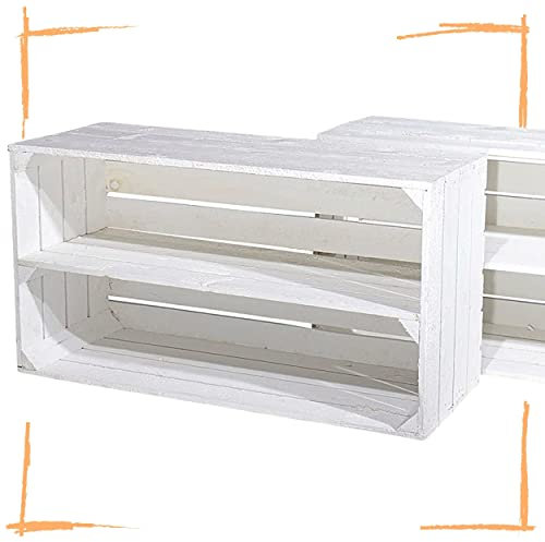 Vinterior XXL weiße Shabby Chic Holzkiste für Schuhregale (2er Set)