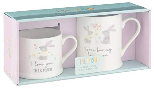 New Mummy & Me Tea or Coffee Mug Set Give Your Mum a Lovely Heartfelt Gift 2pk - Some Bunny Loves You