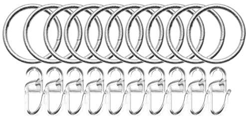 40er Set Ø 35/40 mm Gardinenringe Silber mit Faltenlegehaken »Köln« Gardinenstange, 2021192set
