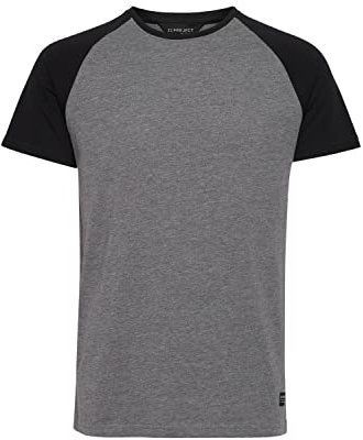 11 Project PRBo Herren T-Shirt Kurzarm Shirt im Baseball-Look mit Rundhals-Ausschnitt aus 100% Baumwolle, Größe:M, Farbe:Gray Melange (1840051)