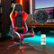 HomeMiYN Chaise de Gaming Professionnelle avec Lumière Surround Multicouleur LED et Haut-Parleur Bluetooth 5.0, Chaise de Jeu Réglable en Hauteur avec Coussin Lombaire, Design Ergonomique (Rouge Noir)
