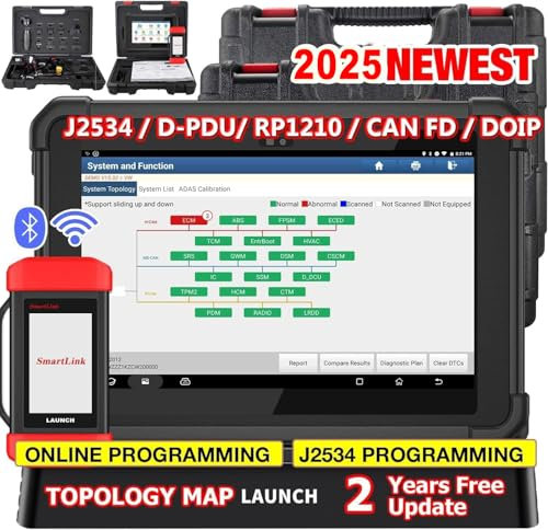 LAUNCH X431 PAD V OE-Ebene Vollsystem obd2 Diagnosegerät Auto,50+ Reset-Service, obd2 diagnosegerät für alle Fahrzeuge,ECU Online-Codierung + bidirektionale,J2534/ RP1210/CAN FD, Programmierung