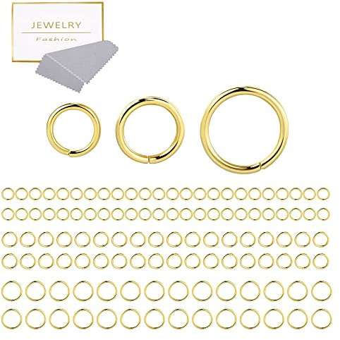 60 Stück Biegeringe Offene Sterling Silber 925, 14k Vergoldet Offene Ringe Springe Schmuckschnalle Verbindungsringe für Schmuckherstellung Ketten Halskette Armband Schmuckzubehör 4, 5, 6mm