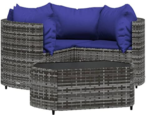 Revera Gartensofa-Set 4-teilig mit Kissen aus Polyrattan grau