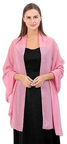 Proumhang Weiche Chiffon Tücher Schals Wraps für Braut Brautjungfer Hochzeit Party Abendkleid und besonderen Anlass Kleider Elegante Seidenschals für Mädchen Frauen 70cm x 200cm Rosa