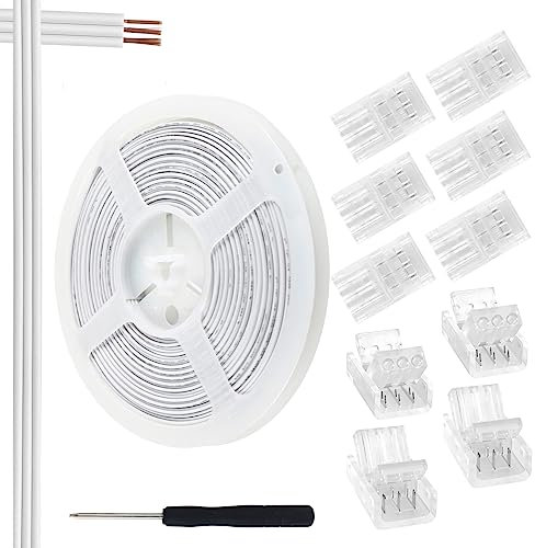 Aroidful 32.8ft 3 Pin LED Extension Cable Wire and 10Pcs 3Pin LED Strip Connectors Strip to Wire Quick Connection for 8mm Wide Waterproof or Non-Waterproof WS2811 WS2812B LED Strip Light