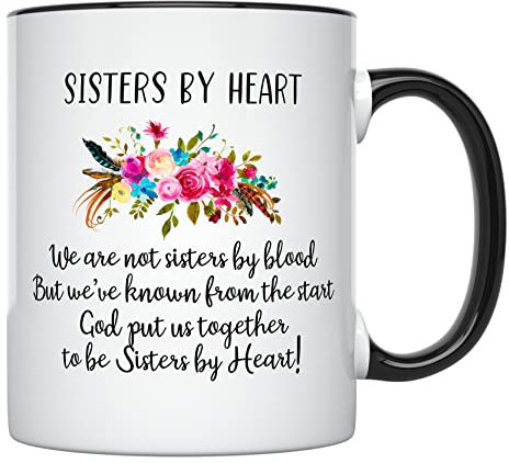 VTmaio Tasse mit Aufschrift Interesting Not Sisters by Blood but Sisters by Heart, Unbiologische Schwester, Tasse, Tasse für beste Freunde, 325 ml