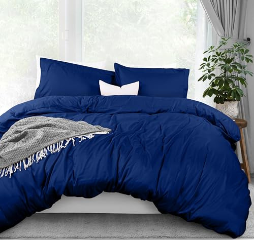 Utopia Bedding Duvet Cover Queen Size Set - 1 Duvet Cover with 2 Pillow Shams - 3 Pieces Comforter Cover with Zipper Closure - Ultra Soft Brushed Microfiber, 90 X 90 Inches (Queen, Royal Blue)